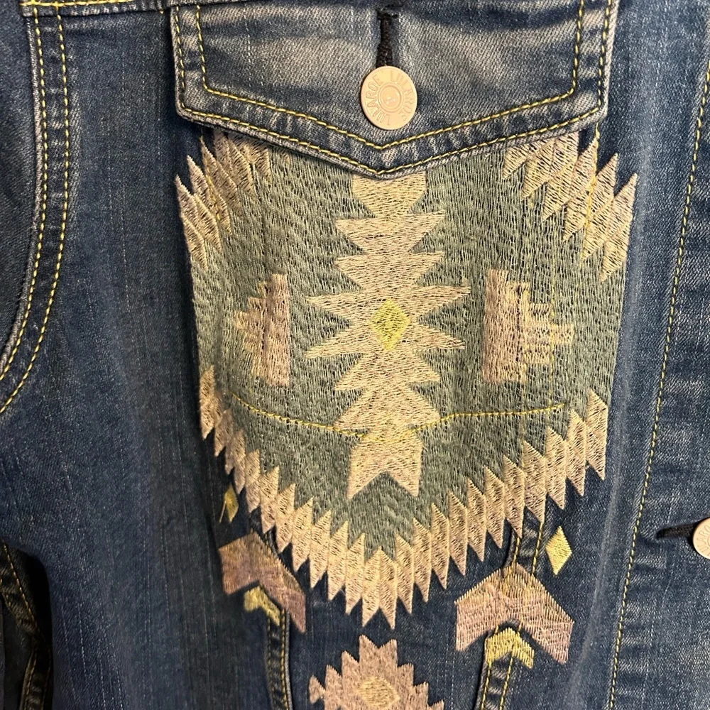 NWT Lularoe Jaxon Southwestern Denim Jacket Size 3X - Picture 8 of 11